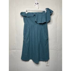 Vintage Y2k Juicy Terry Cloth Tube Dress One Shoulder Teal Blue Size Small